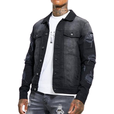 boohooMAN Denim Biker Jacket - Black