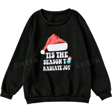 Shein XXL Sweaters Shein Plus Christmas Print Sweatshirt - Black