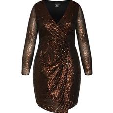 Knee Length Dresses City Chic Razzle Dress Plus Size - Bronze