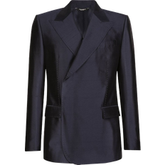 Dolce & Gabbana Herren Jacketts Dolce & Gabbana Double Breasted Shantung Sicilia Fit Jacket - Blue