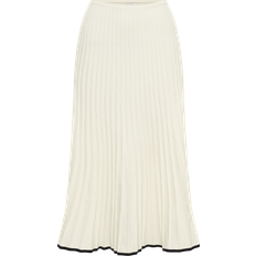 Jolene Contrast Rib Knit Midi Skirt - White