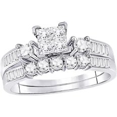 Gem & Harmony Engagement Ring Bridal Wedding Set - White Gold/Diamonds