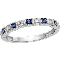 Gem & Harmony Wedding Band Ring - White Gold/Sapphire/Diamonds