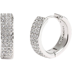 Coach Pavé Huggie Earrings - Silver/Transparent