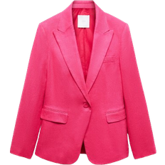 Mango Boreli Linen Suit Blazer - Fuchsia