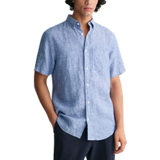 Gant Regular Fit Linen Short Sleeve Shirt - Rich Blue