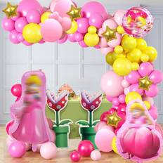 Garlands 131pcs mario princess peach decorations peach balloon garland arch kit includ. Pink 0.71 Pounds