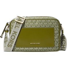 Michael Kors Jet Set Large Signature Logo Print Woven Crossbody Bag - Smokey Olive