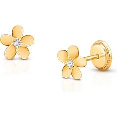 Tiny Blessings Forget Me Not Flower Earrings - Gold/Transparent