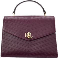 Ralph Lauren Stitched Leather Medium Farrah Satchel - Pinot Noir