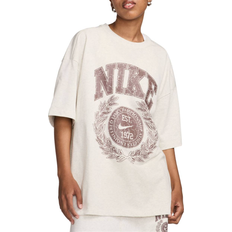 Nike Sportswear Essential Women's Oversized T-shirt - Oatmeal Heather/Plum Eclipse