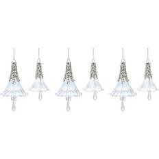 Interior Details Melrose International Beaded Irredescent Glass Bell White Christmas Tree Ornament 7.2" 6