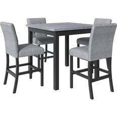 Simplie Fun Upholstered Black/Grey Dining Set 35.4x35.4" 5