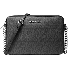 Silver Bags Michael Kors Jet Set Large Logo Crossbody Bag - Black