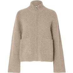 Overdeler på salg Selected Femme Sia Knit Zipper Cardigan - Dove