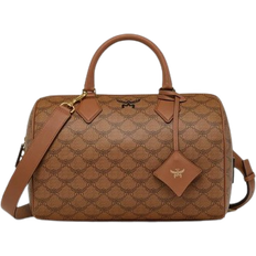 MCM Ella Boston Bag In Lauretos Medium - Cognac