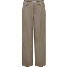 Only Onlelly Wide Leg Fit Trousers - Grey/Walnut