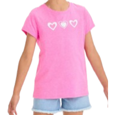 Cat & Jack Girl's Short Sleeve Hearts Graphic T-Shirt - Neon Pink