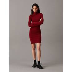 Rot Kleider Calvin Klein Slim Ribbed Cotton Jumper Dress