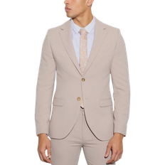 Beige - Men Blazers boohooMAN Jersey Skinny Single Breasted Suit Jacket - Beige