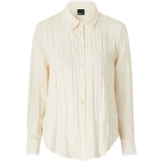 Dame - Gule Skjorter Gina Tricot Crinkled Shirt - Cream