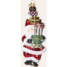 Mackenzie-Childs Cozy Gifting Santa Red/Multicolour Christmas Tree Ornament 6.5"