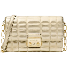 Michael Kors Tribeca Large Metallic Leather Convertible Crossbody Bag - Pale Gold