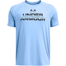 Under Armour Boy's Tech Split Wordmark Short Sleeve - Horizon Blue/Black