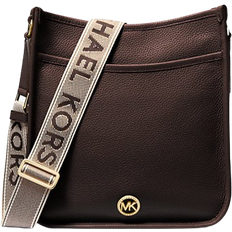 Solid Colors Messenger Bags Michael Kors Luisa Large Pebbled Leather Messenger Bag - Chocolate