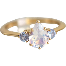 Capucinne Pear Rainbow Ring - Gold/Moonstone/Sapphire