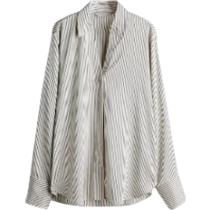 H&M V Neck Blouse - Cream/Striped