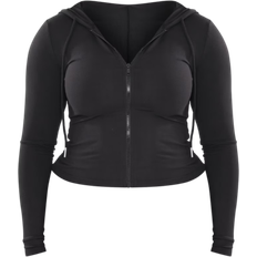 PrettyLittleThing L Tops PrettyLittleThing Shape Sculpted Zip Through Hoodie - Black