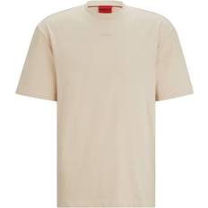 Beige - Herren T-Shirts Hugo Boss Dapolino Logo Print Relaxed Fit T-shirt - Light Beige