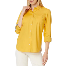 Women - Yellow Shirts Tommy Hilfiger Women's Cotton Roll Tab Button Shirt - Deep Maize