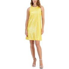 Anne Klein Sequin Sleeveless Swing Dress - Tuscan Yellow