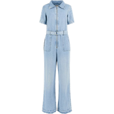 Guess Flare Denim Jumpsuit - Blue