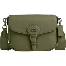 Silver Bags Coach Amelia Saddle Bag - Gunmetal/Military Green