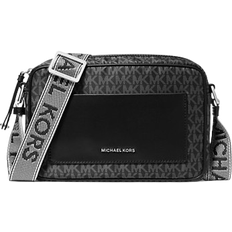 Michael Kors Jet Set Large Signature Logo Print Woven Crossbody Bag - Black