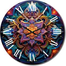 Design Art Ancient Colorful Magical Mandala III Blue/Gold Wall Clock 16"