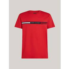 Tommy Hilfiger Red Tops Tommy Hilfiger Men's Ribbed Inset Logo T-Shirt Red Primary Red