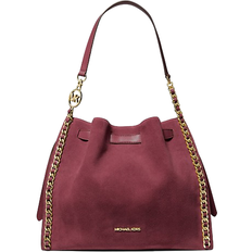 Michael Kors Mina Large Suede Chain Shoulder Bag - Oxblood