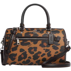 Coach Rowan Satchel Bag In Signature Canvas With Leopard Print - Silver/Light Saddle Multi