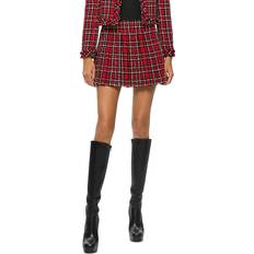 Red Skirts Mera Plaid Pleated Tweed Miniskirt