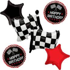 Text & Theme Balloons Race Car Birthday Flag 6-pack