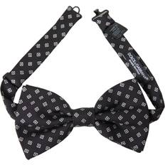 Dolce & Gabbana Men Ties Dolce & Gabbana Black Patterned Silk Adjustable Neck Men Bow Tie