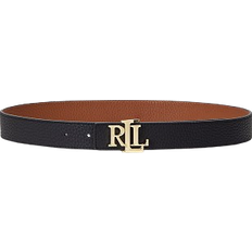 Lauren Ralph Lauren Logo Reversible Pebbled Leather Belt - Black/Tan