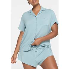 Blue - Women Pajamas SKIMS Sleep Short Sleeve Button Up Set Blue