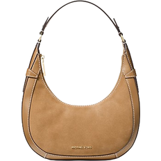 Michael Kors Preston Small Suede Crescent Shoulder Bag - Camel