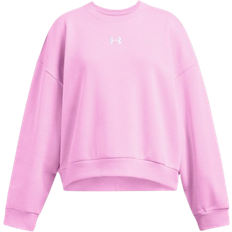 Under Armour Girl's Rival Fleece Oversized Crew - Stellar Pink/White (1389281-638)