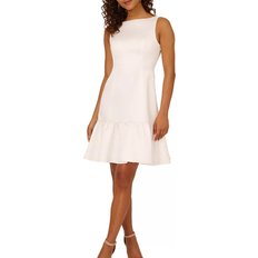 Adrianna Papell XXL Clothing Adrianna Papell Flounce Hem Sleeveless Mikado Midi Dress - Ivory